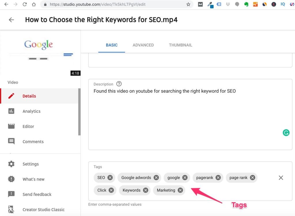 youtube seo and Video tags
